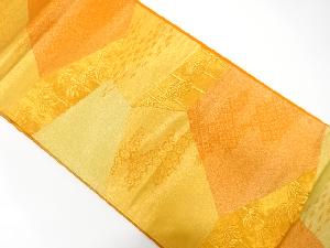 切りばめ風　竹笹に霞模様織り出し　袋帯